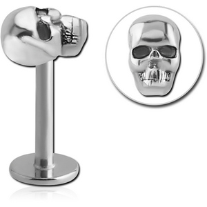 SURGICAL STEEL MICRO LABRET WITH ATTACHMENT - SKULL