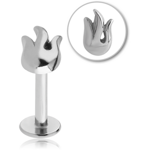 SURGICAL STEEL MICRO LABRET WITH ATTACHMENT - FLAMES