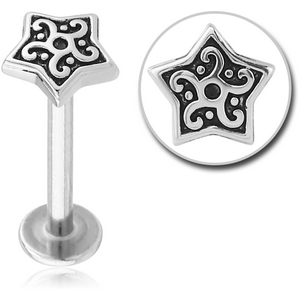 SURGICAL STEEL MICRO LABRET WITH ATTACHMENT - FILIGREE STAR