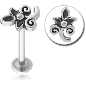 SURGICAL STEEL MICRO LABRET WITH ATTACHMENT - FILIGREE FLOWER