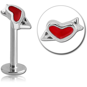 SURGICAL STEEL MICRO LABRET WITH ATTACHMENT - HEART