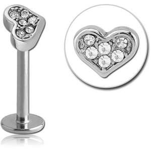 SURGICAL STEEL MICRO LABRET WITH JEWELLED ATTACHMENT - HEART