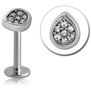 SURGICAL STEEL MICRO LABRET WITH JEWELLED ATTACHMENT - DROP