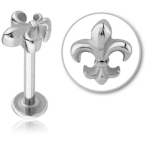 SURGICAL STEEL MICRO LABRET WITH ATTACHMENT - FLEUR DE LIS