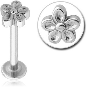 SURGICAL STEEL MICRO LABRET WITH ATTACHMENT - FLOWER