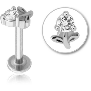 SURGICAL STEEL MICRO LABRET WITH JEWELLED ATTACHMENT - FLOWER