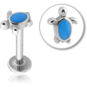 SURGICAL STEEL MICRO LABRET WITH ENAMEL ATTACHMENT - TURTLE