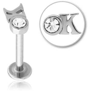 SURGICAL STEEL MICRO LABRET WITH JEWELLED ATTACHMENT - OK