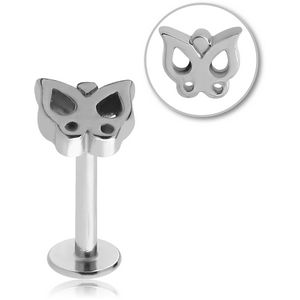 SURGICAL STEEL MICRO LABRET WITH ATTACHMENT - BUTTERFLY