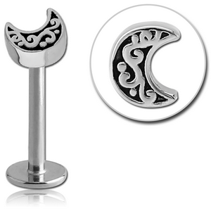 SURGICAL STEEL MICRO LABRET WITH ATTACHMENT - CRECENT