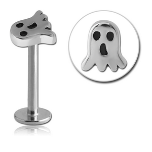 SURGICAL STEEL MICRO LABRET WITH ATTACHMENT - GHOST