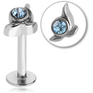 SURGICAL STEEL MICRO LABRET WITH SWAROVSKI CRYSTAL JEWELLED ATTACHMENT