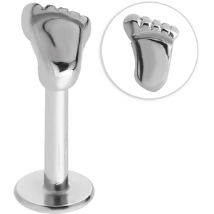 SURGICAL STEEL MICRO LABRET WITH ATTACHMENT - FOOT