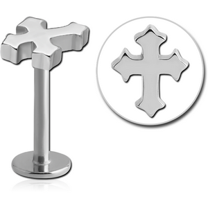 SURGICAL STEEL MICRO LABRET WITH ATTACHMENT - CROSS