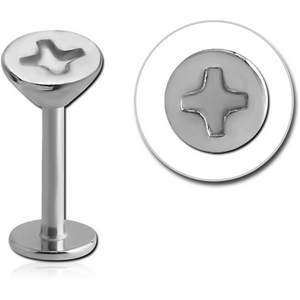 SURGICAL STEEL MICRO LABRET WITH ATTACHMENT - SCREW HEAD