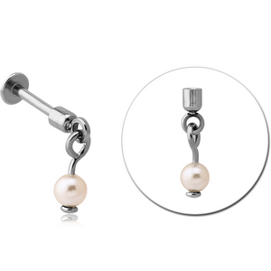 SURGICAL STEEL TRAGUS MICRO LABRET WITH SYNTHETIC PEARL CHARM