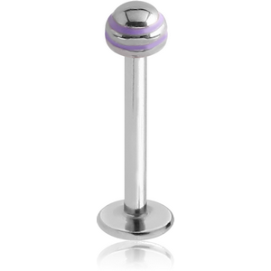 SURGICAL STEEL MICRO LABRET WITH STRIPED BALL