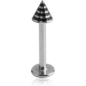 SURGICAL STEEL MICRO LABRET WITH STRIPED CONE