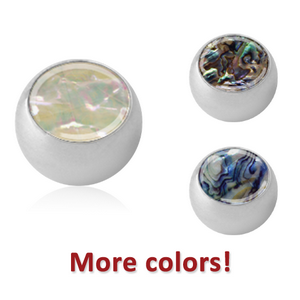 SURGICAL STEEL SYNTHETIC MOTHER OF PEARL MICRO BALL