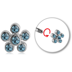 SURGICAL STEEL MICRO THREADED JEWELLED FLOWER ATTACHMENT