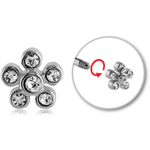 SURGICAL STEEL MICRO THREADED JEWELLED FLOWER ATTACHMENT