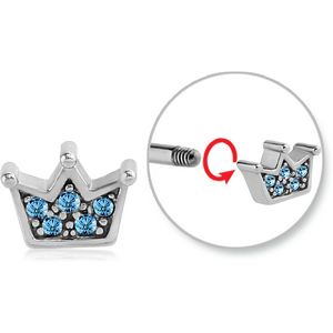 SURGICAL STEEL MICRO THREADED JEWELLED CROWN ATTACHMENT