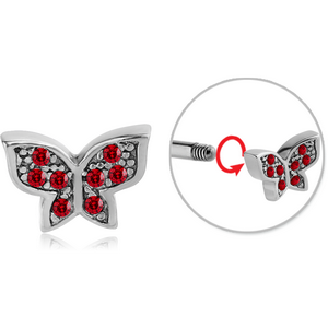 SURGICAL STEEL MICRO THREADED JEWELLED BUTTERFLY ATTACHMENT