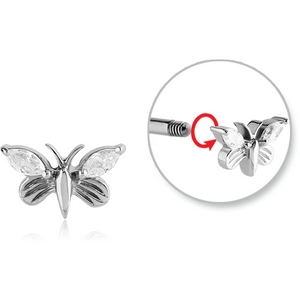 SURGICAL STEEL MICRO THREADED JEWELLED BUTTERFLY ATTACHMENT