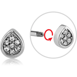 SURGICAL STEEL MICRO THREADED JEWELLED ATTACHMENT - DROP