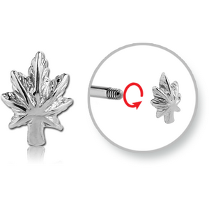 SURGICAL STEEL MICRO THREADED ATTACHMENT - MARIJUANA LEAF