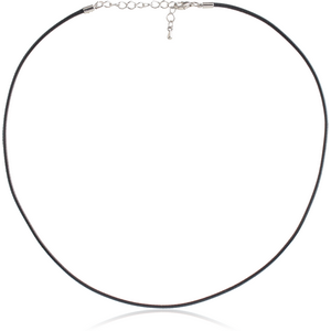 WAX COTTON CORD NECKLACE WITH STAINLESS STEEL LOCKER AND EXTENSION CHAIN