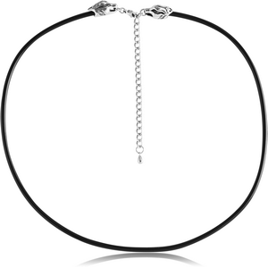 RUBBER NECKLACE WITH SURGICAL STEELLOCKER AND EXTENSION CHAIN