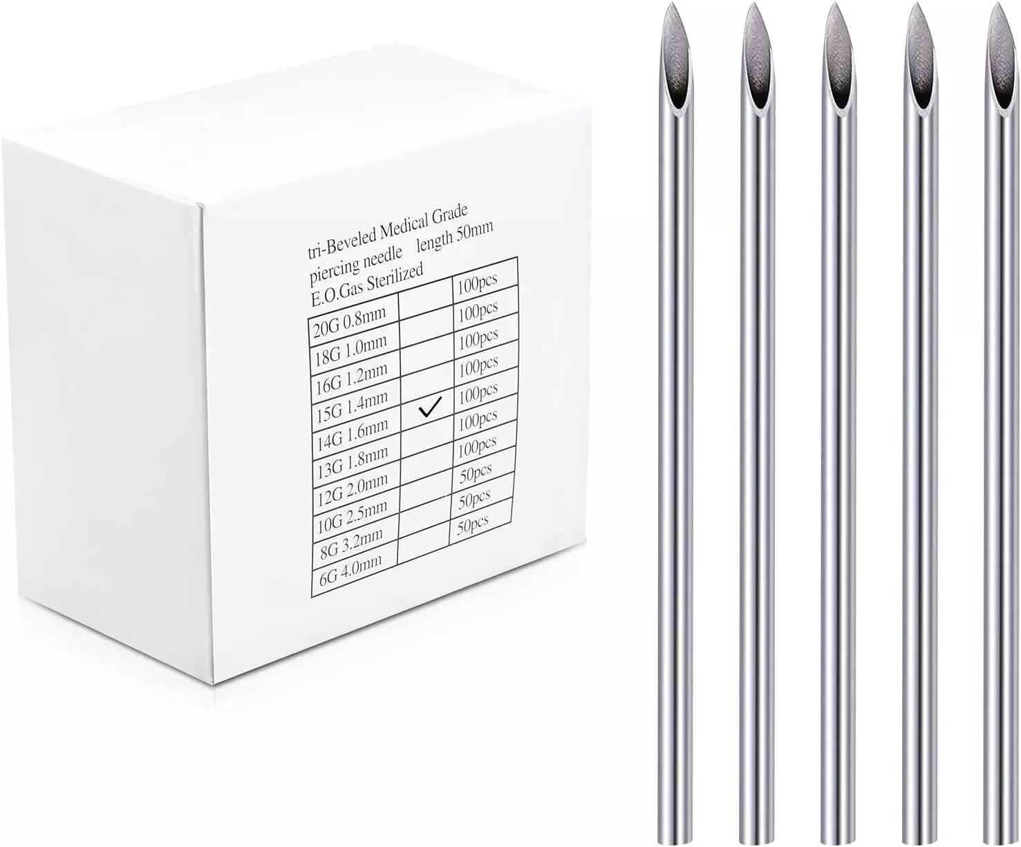 BOX OF 100 STERILIZED STAINLESS STEEL NEEDLES