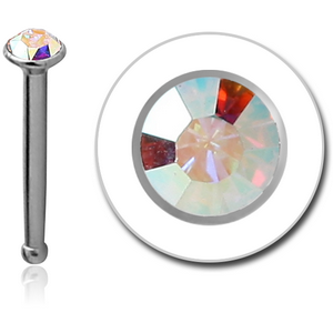 SURGICAL STEEL OPTIMA CRYSTAL JEWELLED NOSE BONE WITH STONE BONDING