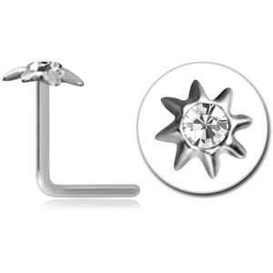 STERLING SILVER 925 JEWELLED SUN 90 DEGREE NOSE STUD