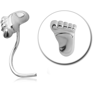 STERLING SILVER 925 FOOT CURVED NOSE STUD