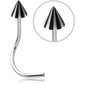SURGICAL STEEL 1.2MM THREADING CURVED NOSE STUD WITH MULTI-STRIPE CONE