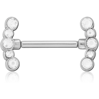 SURGICAL STEEL THREADLESS BARBELL JEWELLED NIPPLE BAR