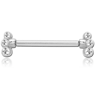 SURGICAL STEEL THREADLESS BARBELL JEWELLED NIPPLE BAR