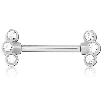 SURGICAL STEEL THREADLESS BARBELL JEWELLED NIPPLE BAR