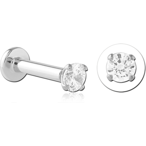 SURGICAL STEEL JEWELLED THREADLESS LABRET -ROUND