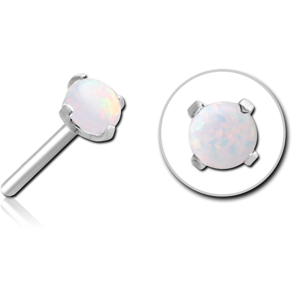 SURGICAL STEEL SYNTHETIC OPAL THREADLESS ATTACHMENT