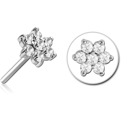 SURGICAL STEEL JEWELLED THREADLESS ATTACHMENT - FLOWER