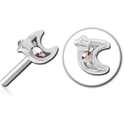 SURGICAL STEEL JEWELLED THREADLESS ATTACHMENT - CRESCENT AND STAR