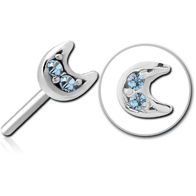 SURGICAL STEEL JEWELLED THREADLESS ATTACHMENT - CRESCENT PRONGS