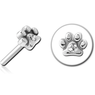 SURGICAL STEEL JEWELLED THREADLESS ATTACHMENT - ANIMAL PAW CENTER GEM