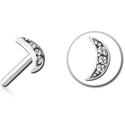 SURGICAL STEEL JEWELLED THREADLESS ATTACHMENT - CRESCENT 3 GEMS