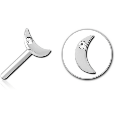 SURGICAL STEEL JEWELLED THREADLESS ATTACHMENT - CRESCENT SINGLE GEM