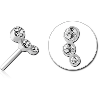 SURGICAL STEEL JEWELLED THREADLESS ATTACHMENT - TRIPLE JEWEL