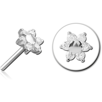 SURGICAL STEEL JEWELLED THREADLESS ATTACHMENT - FLOWER